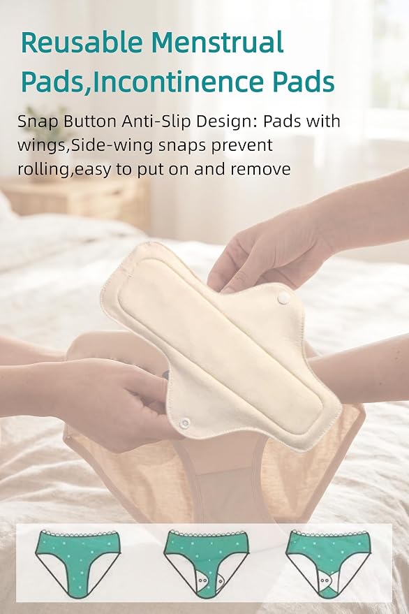 Washable Menstrual Pads,Reusable Incontinence Pads,Panty Liners Pads,Period Pads Sanitary Napkins,with 1 Storage Bag,for Women Postpartum/Incontinence Patients(Cotton Colored flower/S/6pcs)