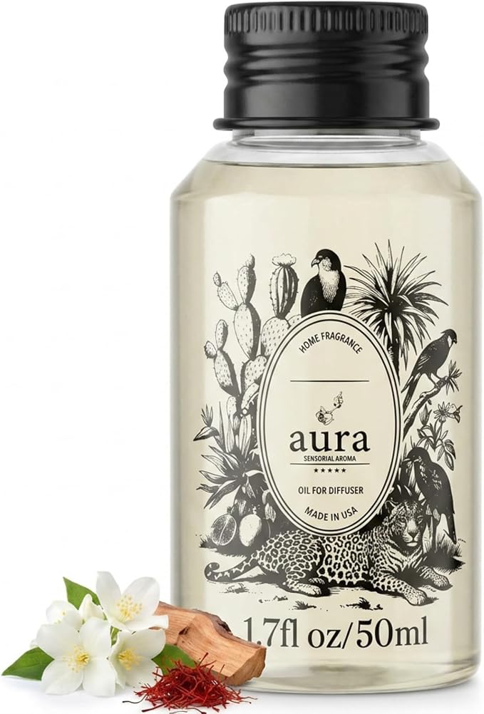 Aura Corsica | Jasmine & Amber Fragrance Oil for Diffusers | Inspired by M.F.K Baccarat Rouge | Luxury Hotel Scent | Floral Amber Aromatherapy | Home & Office | 1.7 fl oz (50ml) | Long Lasting