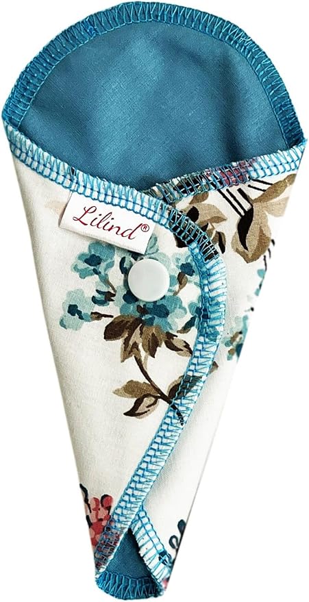 Lilind® 7 Pack Thong Pantyliners on Blue Flowers, Reusable Organic Cloth, Washable Menstrual Pads, Zero Waste 100% Cotton