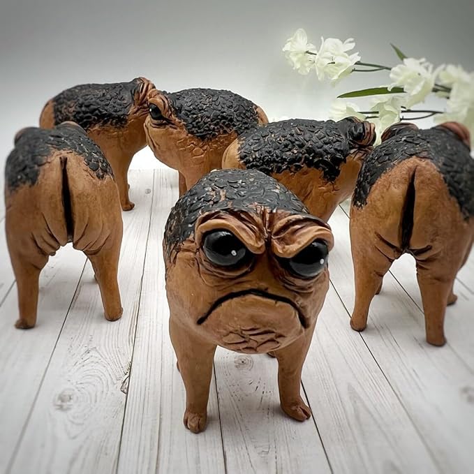 Grumpy Frog Statue Ugly Angry Frog Statue Outdoor Garden Plant Decorations for Pots Novelty Home Office Desktop Decoration Unique Weird Gift (1 Pack)