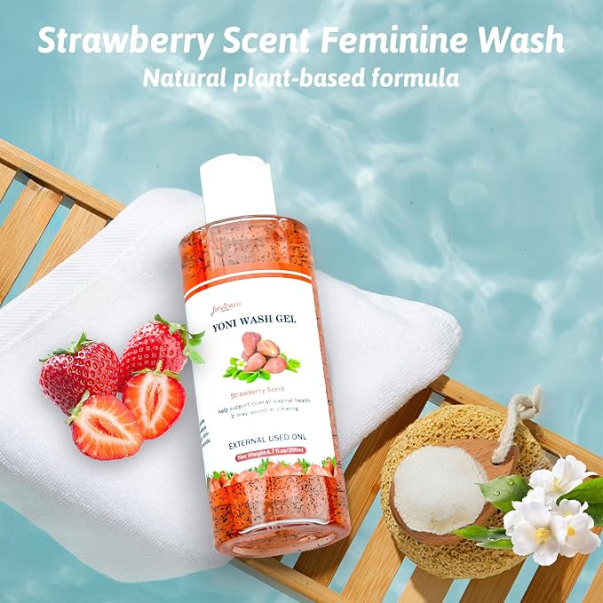 forvirness Natural Feminine Wash Yoni Wash Yoni Oil Set, Cleanse - Remove Odor - pH Balance for Women, 1 fl.oz Feminine Oil & 6.7 fl.oz Intimate Wash with Cleaning Factor - Strawberry Scent