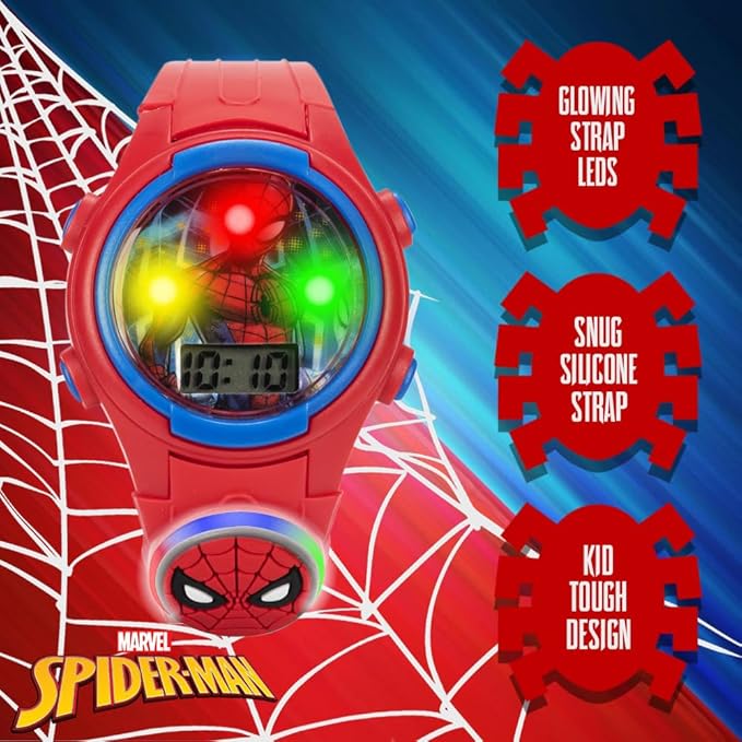 Marvel Spider-Man Kids Watches – Digital Display, Interactive Features, Adjustable Strap, Vibrant Spider-Man Graphics, Durable for Active Kids