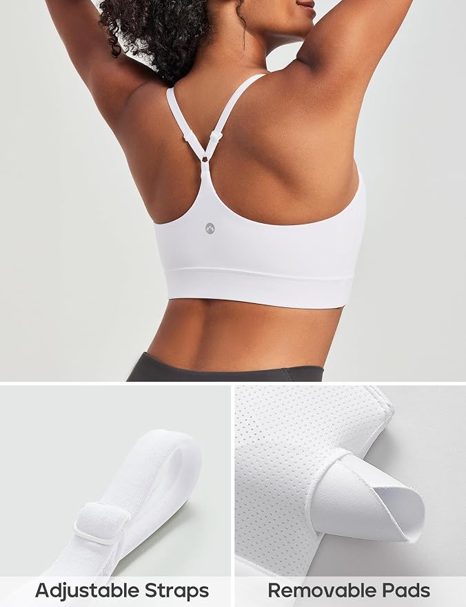 Heathyoga Sports Bras for Women Adjustable Strappy Sports Bra Y-Back Low Impact Racerback Workout Bra with Removable Pads