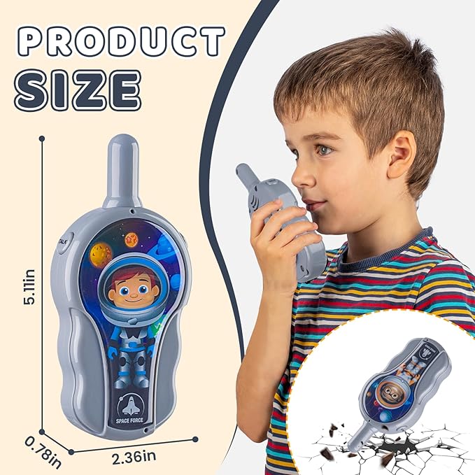 Walkie Talkies for Kids Toys Gifts for 3 4 5 6 7 Year Old Girls Boys Long Range Space Adventure Walkie Talkies for Christmas Birthday Easter Gifts Indoor Outside Games Gray