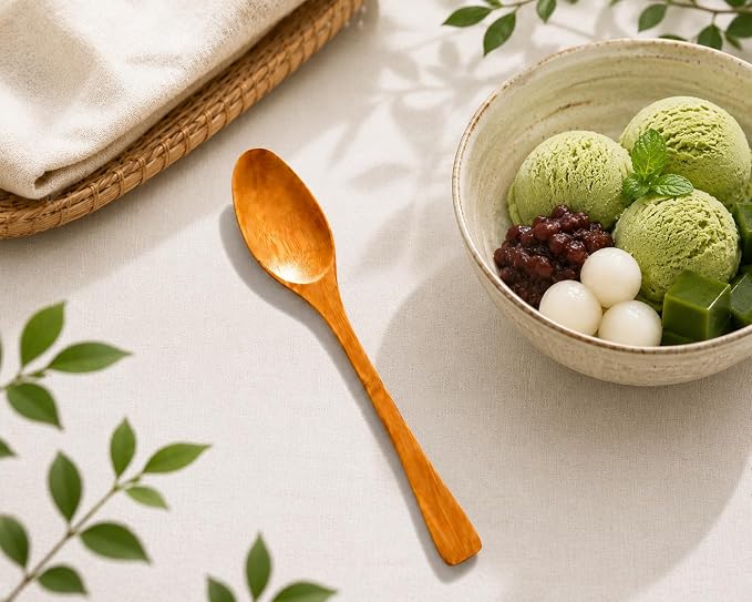 JapanBargain 4109, Set of 12 Long Bamboo Wood Soup Spoons, Eco Friendly Dinner Spoons, Korean Japanese Style Kitchen Utensil for Snacks, Fruit, Ice Cream, Yogurt, Cereal, 8.25-inch