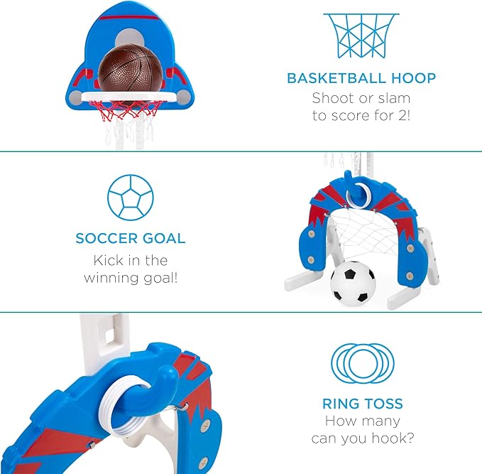 Best Choice Products 3-in-1 Toddler Basketball Hoop Sports Activity Center