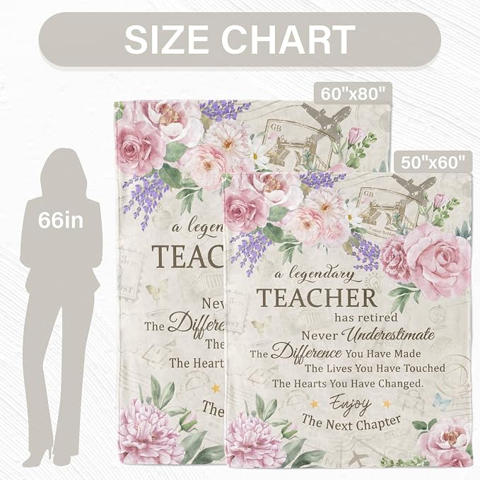 Teacher Retirement Gifts for Women, Teacher Retirement Blanket 80"x60" | Retirement Gift for Teachers 2026, Retired Throw for Teachers Appreciation Week, Retirements Parties