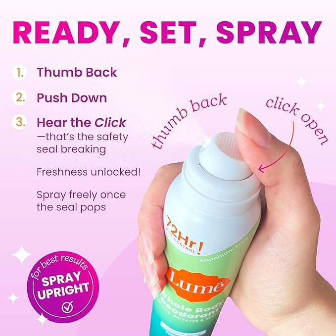 Lume Invisible Spray Deodorant For Women Two Pack - Full Size & Mini Whole Body Deodorant Spray - 72 Hr Odor Control - Aluminum & Baking Soda Free - 2 Piece Bundle - 3.6 oz & 1.0 oz (Soft Powder)