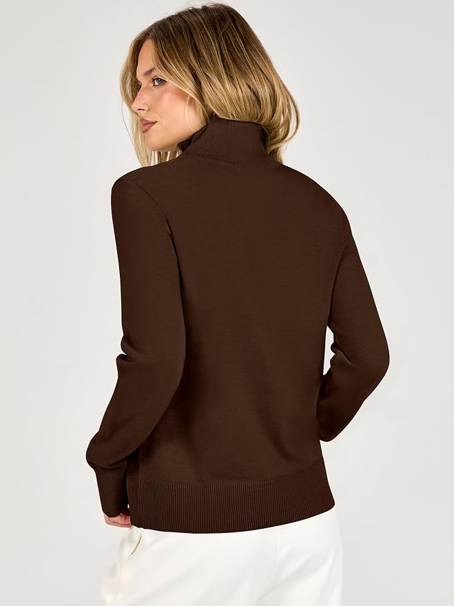 ANRABESS Women Quarter Zip Long Sleeve Fall Pullover Sweater | Soft Knit Fabric Medium Stretch, Business Casual Work Office, Travel Vacation, 2026 Trendy Fashion, Winter Cozy Outfits