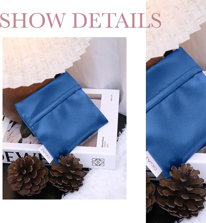 DGAZ Silk Sanitary Napkin Storage Bag, Period Bags for Teen Aged Girls, Portable for Panty Liners/Menstrual Cup/Small Tampons，Mini Makeup Bags for Purse(Blue Jean)