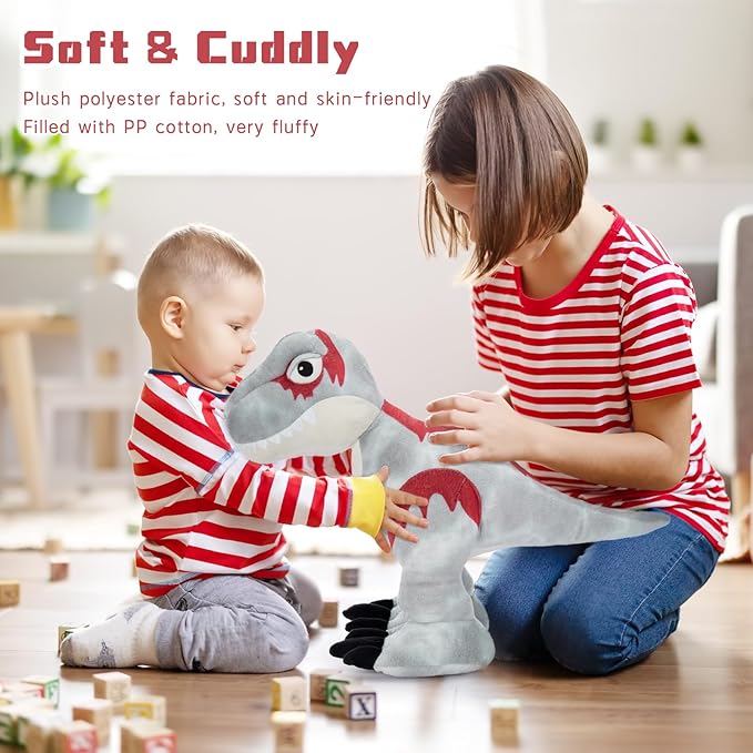 20-Inch Big Standing Dinosaur Stuffed Animal with Weighted Feet, T-Rex Stuffed Dinosaur Plush Toy for Boys & Dino Lovers, Giant Dino Plush for Christmas, Birthday, Party and Decor