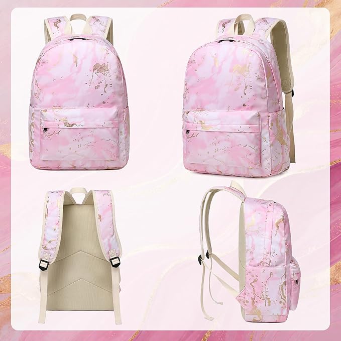 Bluboon Teen Girls School Backpack Kids Bookbag Set with Lunch Box Pencil Case Travel Laptop Backpack Casual Daypacks (Pink)