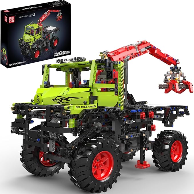Mould King Offroad Crane Truck Building Blocks Set - Collectible ATV Car Model with Motor, STEM Engineering Toy with Heavy-Duty Tires & Articulating Boom, for Adults to Build (2002+)