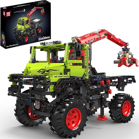 Mould King Offroad Crane Truck Building Blocks Set - Collectible ATV Car Model with Motor, STEM Engineering Toy with Heavy-Duty Tires & Articulating Boom, for Adults to Build (2002+)