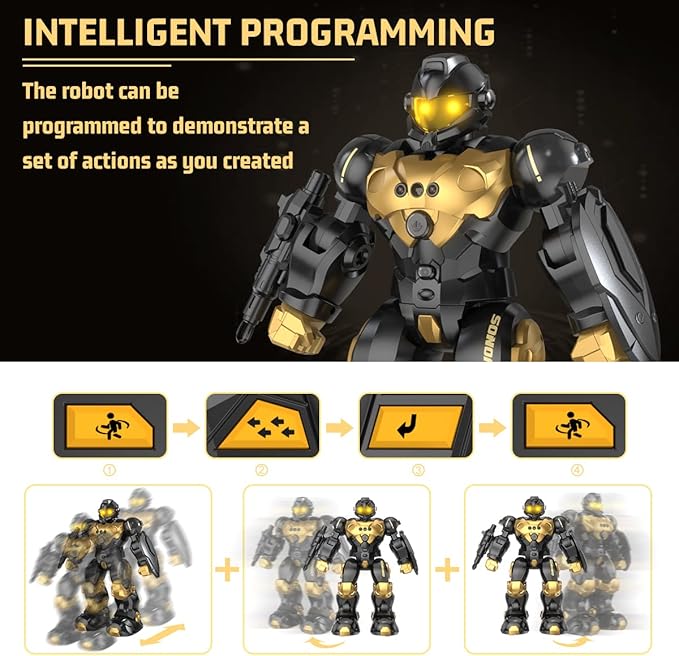 SONOMO Toys for 6-9 Year Old Boys, RC Robot Gifts for Kids Intelligent Programmable Robot (Black)
