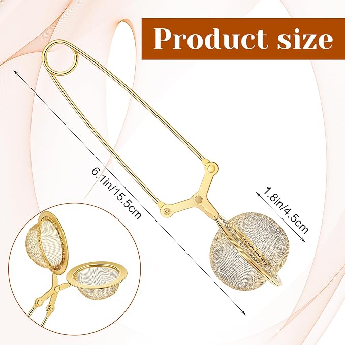 20 Pcs Gold Stainless Steel Loose Tea Infuser With Handle Fine Mesh Loose Leaf Tea Strainer Steeper Filter, Reusable And Dishwasher Safe