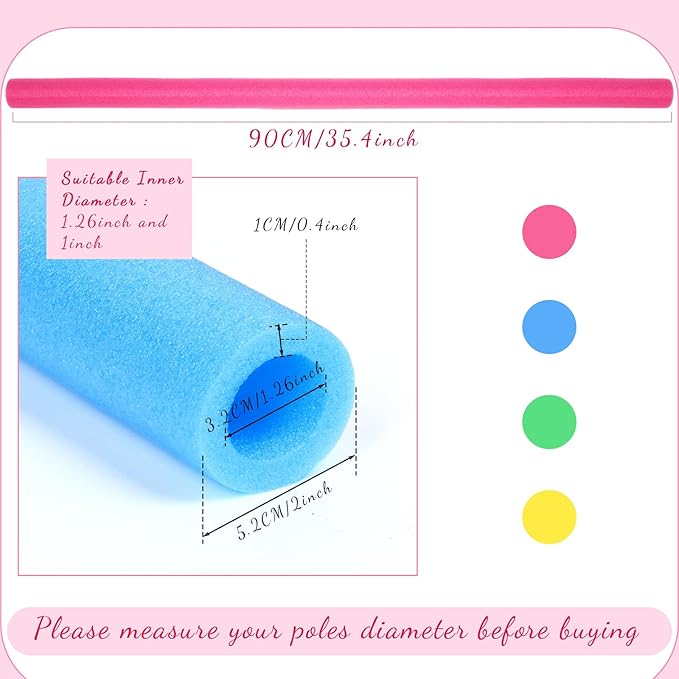 Gemscream 12 Pcs Trampoline Pole Foam Sleeve 35.4" Length 2026 Upgrade Materials Waterproof Trampoline Poles Cover Replacement for Outdoor Accessories