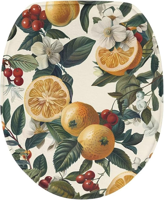 Lemon Toilet Lid Cover, Bathroom Decorative Flannel Soft Toilet Lid Cover, Bathroom Accessories Machine Washable Reusable Toilet Seat Cover