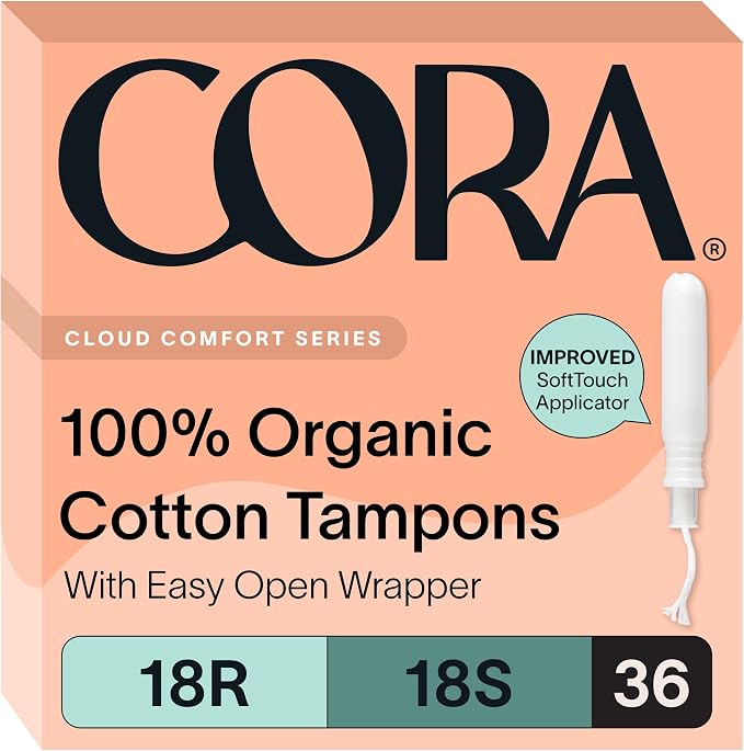 Cora Organic Cotton Tampons Multipack (18 Regular, 18 Super Tampons)