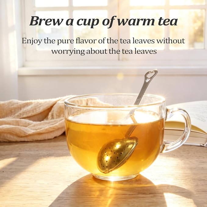 2PCS Tea Infuser Spoon, Fine Mesh Stainless Steel Strainer, Heart Shaped Tea Steeper for Loose Tea, Tea Bag, Herbal Tea