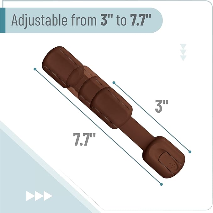 Bates- Child Safety Strap Locks, 8 Pack, Brown, Baby Cabinet Locks with Adjustable Strap Length