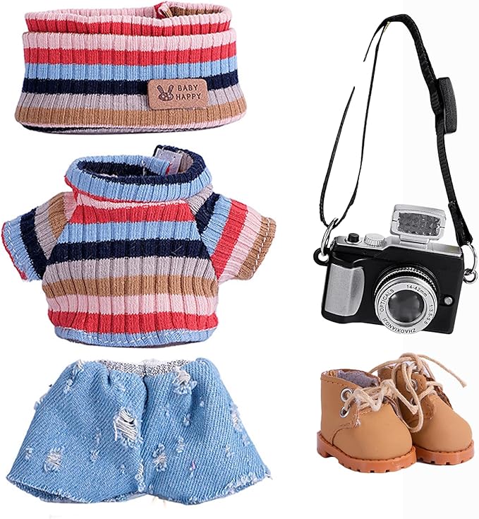 5set 17cm Dolls Clothes Outfit Set - Casual Style Costumes for Doll Figures, Camera Set,Have a seat Clothes - 6.7 Inches Cute Dolls Daily Refill,Gifts for 17cm Doll Lovers (Style-G)
