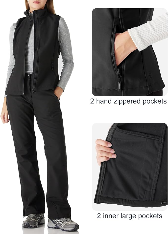 Outdoor Ventures Women's Lightweight Softshell Vest Windproof Fleece Lined Zip Up Sleeveless Jacket for Running Hiking Golf