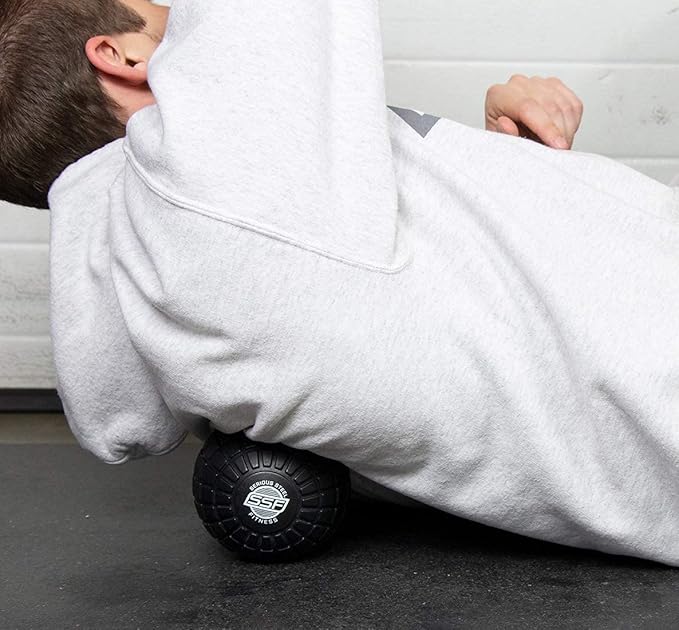 SERIOUS STEEL FITNESS 5" Foam Massage Ball - Deep Tissue Muscle Knot Release Tool - Back, Legs, Shoulders, and More (5" Inch Black Massage Ball)