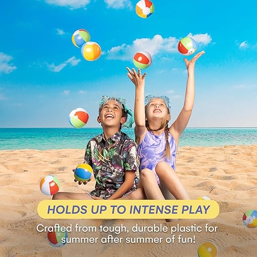 Top Race Mini Beach Balls Bulk - 5 Inch Inflatable Balls for Summer Party, Ocean Party Decorations, Pool Toys for Kids - Set of 25 Rainbow Beach Ball for Birthdays, Vacation, Pool, Hawaiian Parties