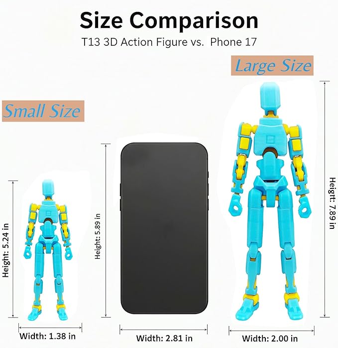 T13 8 inches Large Action Figure Glow in The Dark Blue (Assembly Completed) Dummy 13 Titan 13 Poseable Collectible Highly Detailed Sculpting & Accessories for Display and Play (Blue Yellow)