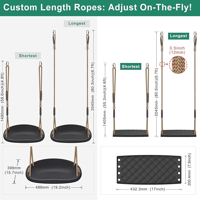 SELEWARE Heavy Duty Swing Set Brackets Including 2 A-Frame Swing Brackets, 4 Swing Leveling Base Brackets, 4 Swing Hangers & 2 Swing Seats, Complete DIY Outdoor Playground Hardware for Backyard, Kids