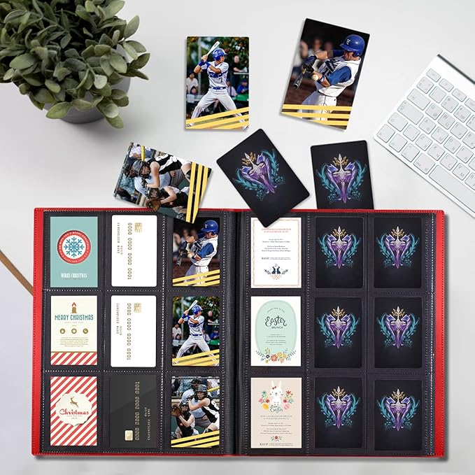 Upgraded 9 Pockets Trading Card Collection Binder, 360 Book Holder Album for Yugioh, MTG, TCG, Magic, Sports Cards - Red