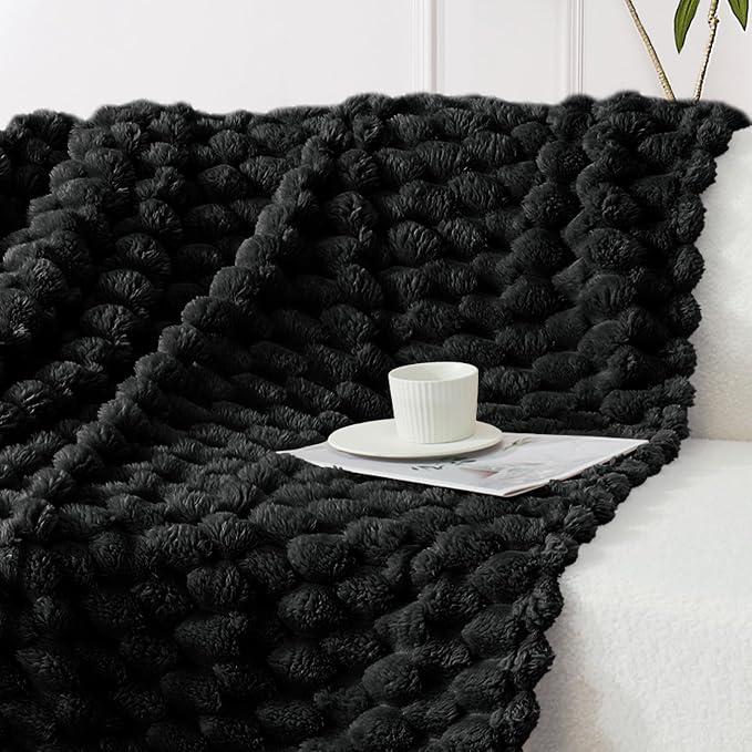 Whale Flotilla Soft 3D Jacquard Fleece Throw Blanket for Couch & Bed, Black | Super Cozy Lightweight Plush Fluffy Throw, Luxury Decorative All‑Season Couch Cover Blanket for Sofa & Office Chair, 50"x60"