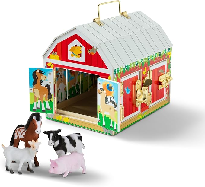 Melissa & Doug Latches Barn Toy Sensory Activity, Doors and Locks Toy, Farm Animals, for Kids Ages 3+