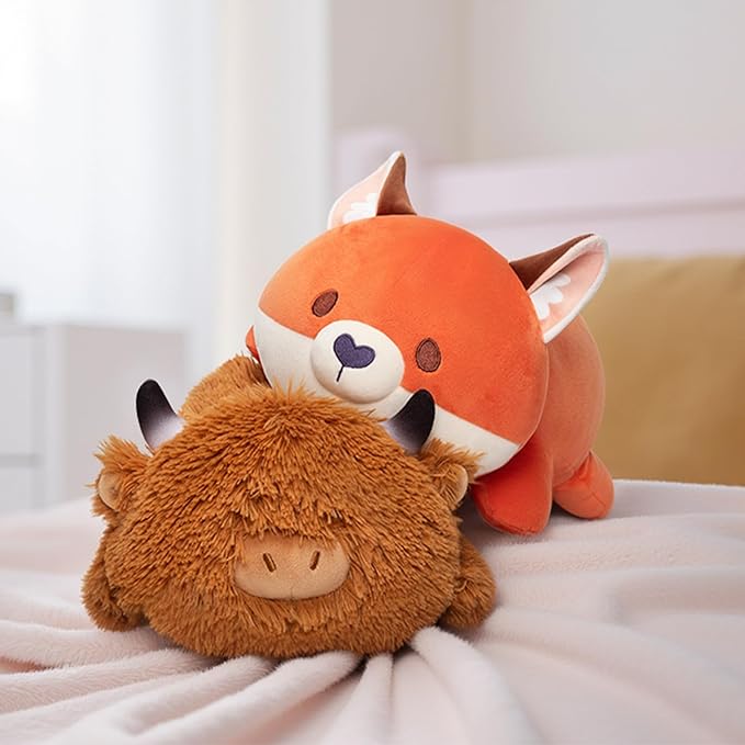 Cute Highland Cow Plush Pillow, Kawaii Plushies Highland Cow Stuffed Animals, Squishy Plushies, Cuddle Plush Pillow for Kids & Girls (13 Inch)