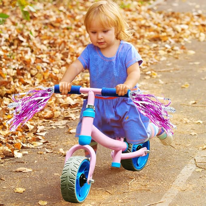 1Pair Kids Bike Handlebar Streamers, Children Scooter Handlebar Colorful Tassel Ribbon Bicycle Grips Baby Carrier Accessories