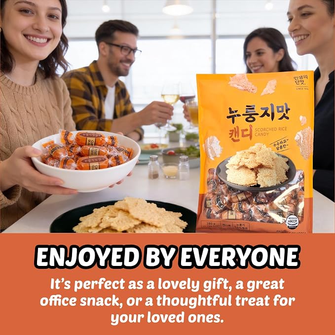 COELO Nurungji Candy 9.87oz (280g) | Savory & Nutty Sweet Flavor Korean Hard Candy | Office Pantry Travel Camping Party | Sharable Size On-The-Go K-Food Individually Wrapped Korean Snack 누룽지 캔디