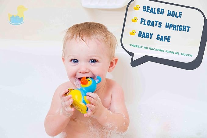 3" Halloween Pumpkin Rubber Duck [Sealed Hole, Floats Upright] - Baby Safe Bathtub Bathing Toy