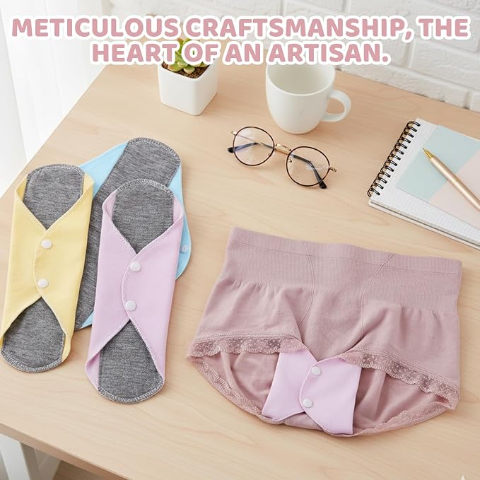 6 PCS Reusable Incontinence Pads, Reusable Incontinence Pads for Women, Reusable Pads Menstrual for Daily Bladder Leak Protection, Bringing You a Dry Experience (Random Color