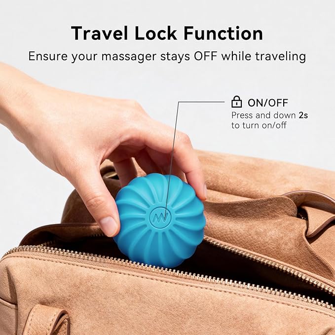 2.4" Mini Electric Vibrating Massage Ball, 10-Speed Fitness Yoga Massage Roller for Palm, Hand, Foot, Leg, Neck, Back, Multi-Directional Massage Ball (Blue)