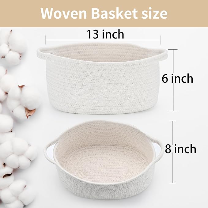 Happyiren Small Gift Basket with Gift Wrap Cellophane Bag and Ribbons, Gift Baskets for Christmas Thanksgiving Birthday Baby Shower Raffle Burr, - Rope Decorative Storage Organizer Container