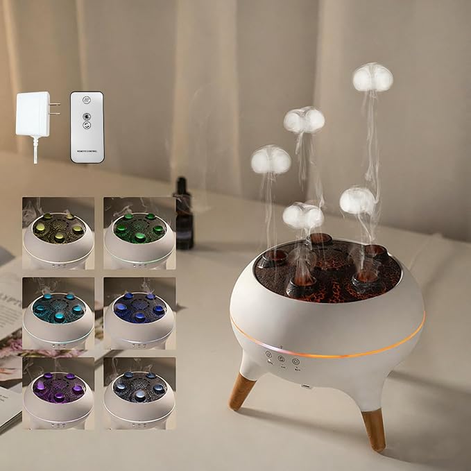 Jellyfish Diffuser, 250ML Essential Oil Diffuser Air Humidifiers Dynamic Sound Pickup Ultrasonic Aromatherapy Remote Control for Home Bedroom Office(with Remote, ETL Listed Power Adapter)