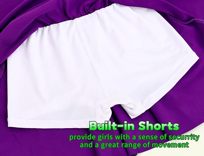 Gnainach Girls Skorts High Waist Athletic Skirts with Shorts Stretchy Activewear for Teens Kids Performance Tennis