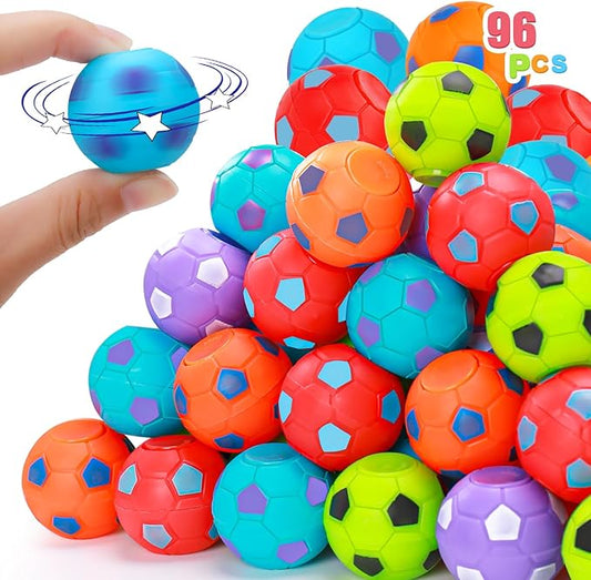 96PCS Fidget Spinner Soccer Balls Sports Birthday Party Favors Bulk for Kids 4-8 8-12 Halloween Goodie Treat Bag Stuffers Classroom Treasure Box Toys Carnival Prizes Pinata Fillers Mini Return Gifts