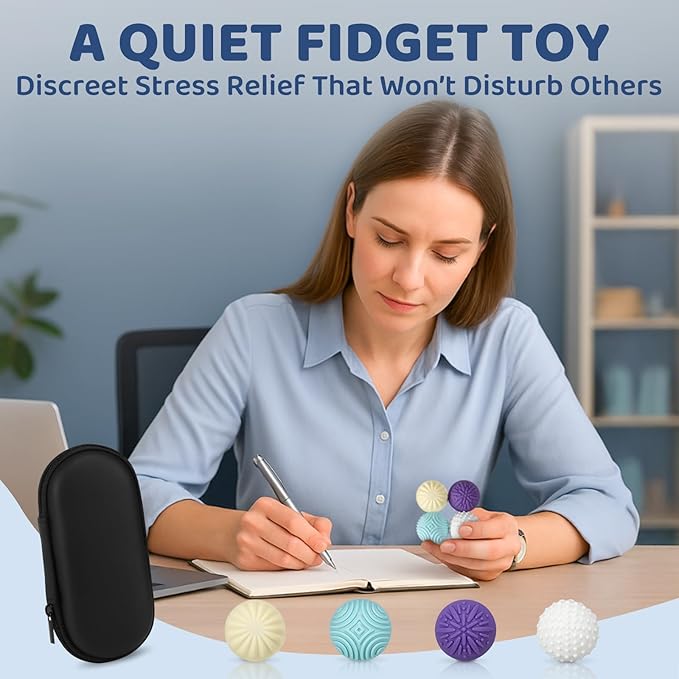 Magnetic Sensory Fidget Balls – 8-Pack Silicone Weighted Stress Relief Toys for Adults & Teens – Quiet, Textured Magnet Fidgets for ADHD, Autism & Anxiety – Gift for Desk, Travel & Office