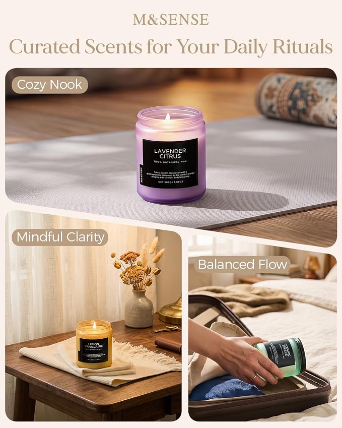M&SENSE Sage Wood Scented Candles for Home, 7.05oz 50 Hours Clean Non Toxic All Natural Soy Wax, Fresh Smelling Candle for Relaxing & Stress Relief, Home Fragrance Gifts for Men Women