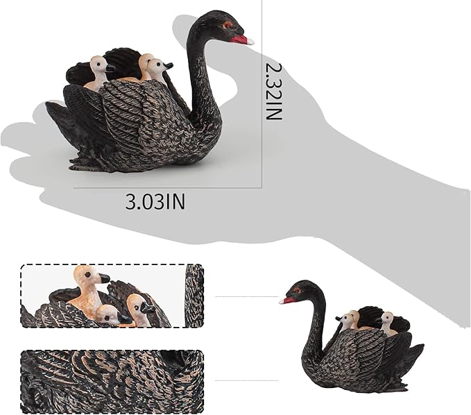 LC JoyCre Black Swan Figurine 3 Inch Big Black Goose Swan Toy Animal Figure for Toddlers Preschool Animals Figures Eduactional Project Diorama Model Toy for Kids 3 4 5 6