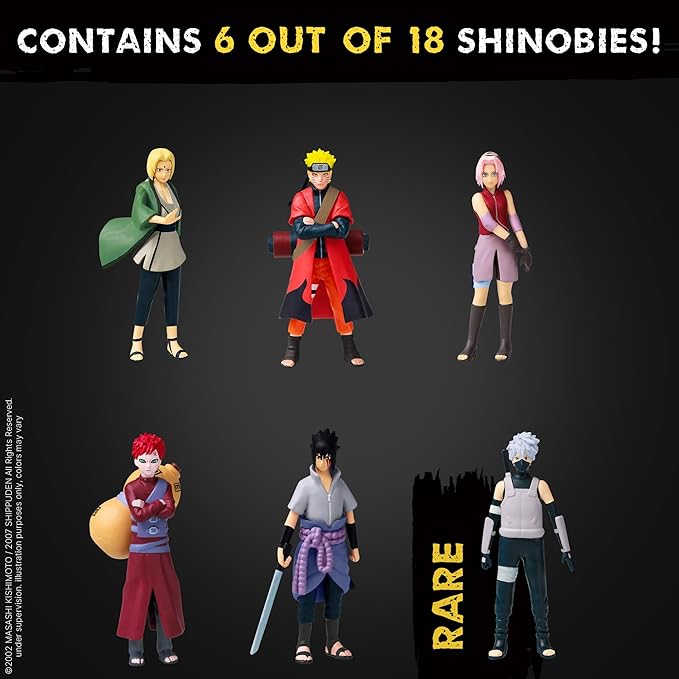 P.M.I. Naruto Shippuden Collectible Mini Figures 6 Pack Deluxe Box | Anime Action Toy Set Featuring Team 7 Ninjas, Akatsuki, Legendary Sannin & Rare Shinobi (Assortment C)