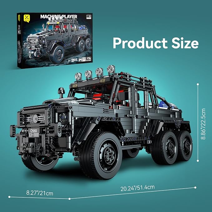 Chodia Wrangler 6×6 Pickup Cars Truck Building Kit,1:8 Scale Vehicle Toys Moc Model with Switchable Off Road/Urban Modes & 3-Speed Birthday for Adults,Boys,Men,Teens 14+(3224 PCS)