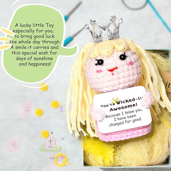 AICase Wicked Merch Glinda Dolls for Mom Stuffers Wicked Witch of The West Crochet Funny Positive Gifts Emotional Support Nuggets Handmade Cheer Gifts for Women/MoM Men Birthday_Pink